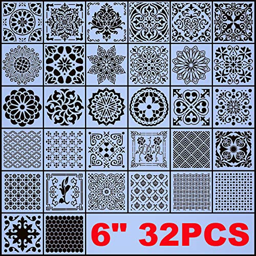 Product Cover AK KYC Stencils Mandala Painting Stencil Stencils for Painting (6x6 inch Small Size) on Wood Wall Floor Tile Fabric Furniture Decor Mandala Dotting Tools Reusable (Style 4(6