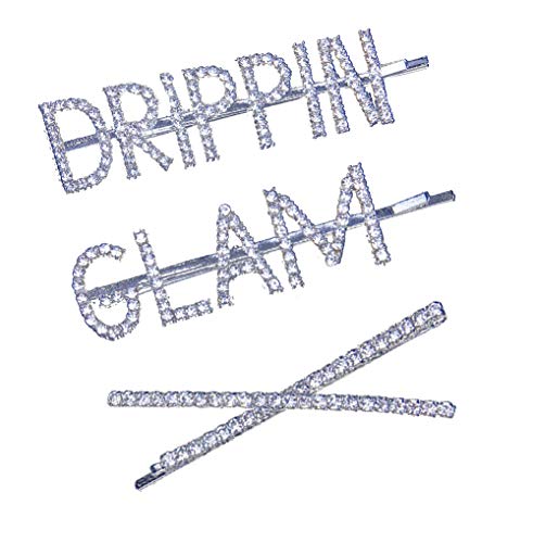 Product Cover Rhinestones Bobby Pins Silver Plated Words Letter Crystal Hair Pins Metal Hair Clips Hair Barrettes Sparkly Hair Accessories 3PCS (3PCS)