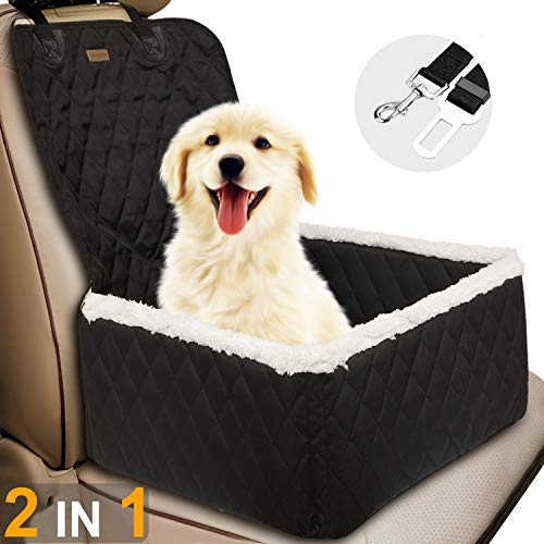 Product Cover TOPBRY Car Front Seat Covers for Dogs, Deluxe 2 in 1 Scratchproof Thickened Foldable Car Protector Kennel with Safety Belt, 900D Waterproof, for Cars Trucks SUVs