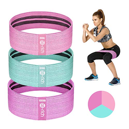 Product Cover Te-Rich Resistance Bands for Legs and Butt, Fabric Workout Bands, Women/Men Stretch Exercise Loops, Thick Wide Non-Slip Gym Bootie Band 3 Set for Squat Glute Hip Training