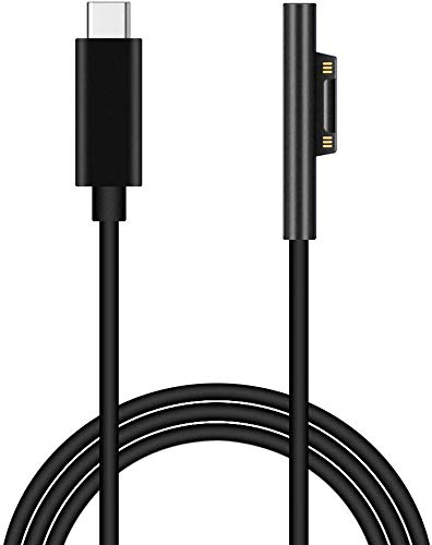 Product Cover Tech 15V Surface Connect to USB-C Charging Cable, Charges Microsoft Surface Pro 6 5 4 3, for 45W USB C PD Chargers, Surface Book, Surface Go, Surface Laptop, Works with 45W USB C PD Charger Adapter