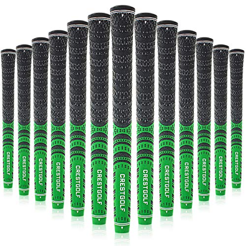 Product Cover Multi -Compound Golf Grips, Standard/Mid Size All-Weather Control Thread Technology Rubber Combine with Carbon Yard, Anti-Slip-Set of 13£¨Green,Standard Size£