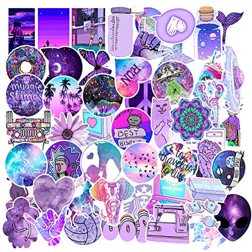 Product Cover Cute VSCO Purple Stickers for Water Bottles 50 Pack,ins Stickers,Laptop Stickers,Waterproof,Aesthetic,Fashion Stickers for Teens,Girls Perfect for Water Bottles,Phone,Travel Extra Durable Vinyl