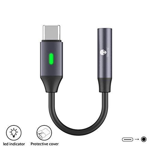 Product Cover USB C to 3.5mm Dongle Adapter, Stouchi USB C Headphone Audio Jack Adapter Type C to 3.5mm Adapter (New Version)Hi-Fi DAC Chip for Note10, Note10+, Pixel 4/3XL/2XL, iPad Pro 2018, One Plus 7, More-Gray