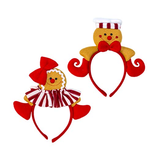 Product Cover Amosfun 2 Pcs Christmas Headwear Gingerbread Man Bowknot Hair Hoop Cute Headband Xmas Holiday Party Supplies Gifts (Cook Hat and Bow)