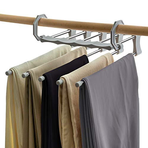 Product Cover Vitalome Pants Hangers Space Saving Stainless Steel Trousers Hangers S-Shape Clothes Hangers Open Ended Closet Organizer for Pants Jeans Scarf (Gray, 1 Pack)