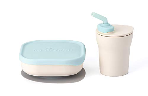Product Cover Miniware Sip & Snack Set with Snack Bowl, 1-2-3 Sip Drinking Cup, and Suction Foot for Baby Toddler - Promotes Self Feeding | Eco-Friendly and BPA Free | Dishwasher Safe (Vanilla & Aqua)