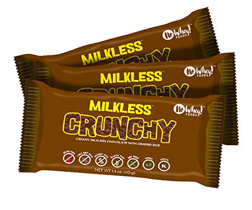 Product Cover No Whey Foods - Milkless Crunchy Chocolate Bars (3 Pack) - Vegan, Dairy Free, Peanut Free, Nut Free, Soy Free, Gluten Free