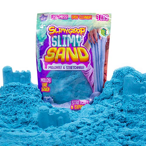 Product Cover SLIMYSAND by Horizon Group USA, 3 Lbs of Stretchable, Expandable, Moldable, Non Stick, Slimy Play Sand in A Resealable Bag, Blue- A Kinetic Sensory Activity