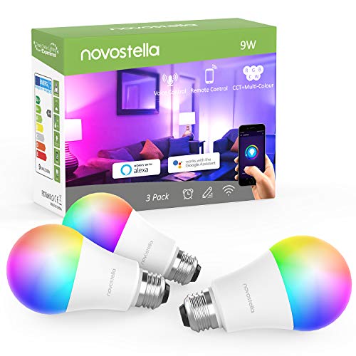 Product Cover Novostella Smart LED Light Bulbs, 9W WiFi LED RGB Color Changing, A19 E26 2700K to 6500K Dimmable Multicolor Bulb, Compatible with Alexa and Google Assistant and IFTTT, No Hub Required, 3 Pack