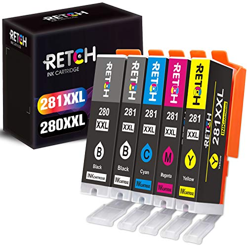 Product Cover RETCH Compatible Canon 280 281 Ink Cartridges Replacement for Canon PGI-280XXL CLI-281XXL for Canon PIXMA TR7520 TS9120 TR8520 TS6120 TS6220 TS8220 TS8120 TS9520 TS6320 TS9521C TS8320 TS702 (5 Pack)