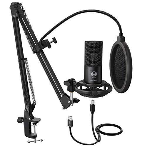 Product Cover FIFINE Studio Condenser USB Microphone Computer PC Microphone Kit with Adjustable Scissor Arm Stand Shock Mount for Instruments Voice Overs Recording Podcasting YouTube Karaoke Gaming Streaming-T669