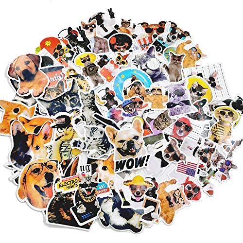 Product Cover Waterproof Aesthetic Cute Funny Animal Decal Cat & Dog Vinyl Stickers for Laptop,Water Bottles,Cars,Suitcases,68pcs