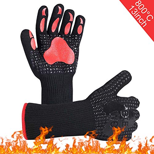 Product Cover BBQ Oven Gloves,Heat Resistant Grill Gloves, Barbeque/Barbecue Gloves for Smoker,Oven Mitts Gloves,Hot Glove for Baking,Fireplace,Cutting,Baking,1 Pair (13inch)