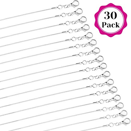 Product Cover Paxcoo 30 Pack Bulk Necklace Chain Silver Plated Necklace Snake Chains for Jewelry Making, 1.2 mm (20 Inches)