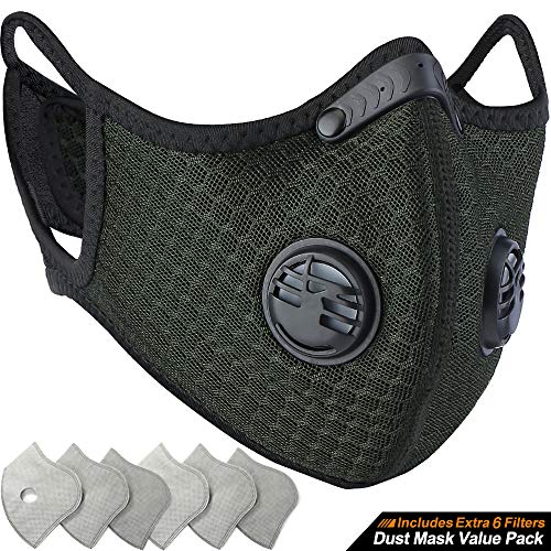 Product Cover BASE CAMP Dust Breathing Mask Activated Carbon Dustproof Mask with Extra Carbon N99 Filters for Pollen Allergy Woodworking Mowing Running Cycling Outdoor Activities (Green)