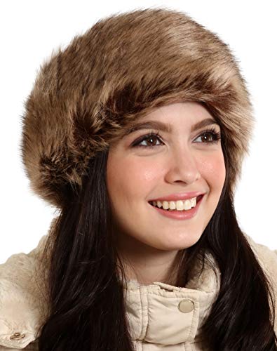 Product Cover Womens Faux Fur Headband with Elastic Stretch - Ladies Winter Earwarmer Earmuff (Fur)