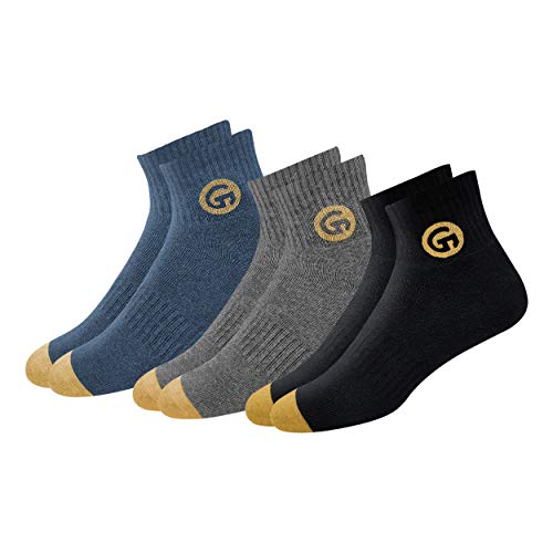 Product Cover GLINTO Men's Premium Cotton Athletic Crew Socks, Super Value Pack (3 Pairs, Free Size, Multi-color)