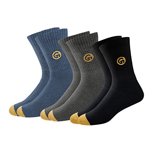 Product Cover GLINTO Men's Premium Cotton Athletic Crew Socks, Super Value Pack (3 Pairs, Free Size, Multi-color)
