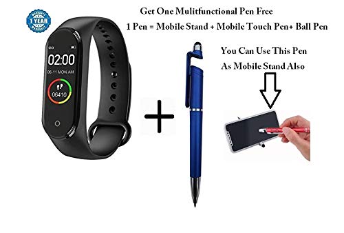 Product Cover Liddu M4 Smart Fitness Band Tracker Bracelet Tracker Waterproof Men's, Women's and Kid's Mobile Watch with Functions Like Steps Counter, Calorie Counter, Blood Pressure, Heart Rate Monitor