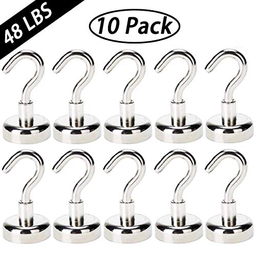 Product Cover EVISWIY 48LB Magnetic Hooks for Cruise Cabins Refrigerator Locker Classroom Strong Heavy Duty Magnet Hooks Hangers for Hanging BBQ Grill Tools Keys 10 Pack