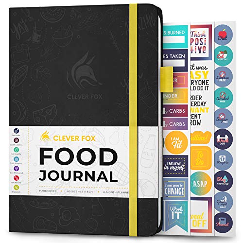 Product Cover Clever Fox Food Journal - Daily Food Diary, Meal Planner to Track Calorie and Nutrient Intake, Stick to a Healthy Diet & Achieve Weight Loss Goals. Undated - Start Anytime. A5, Hardcover - Black