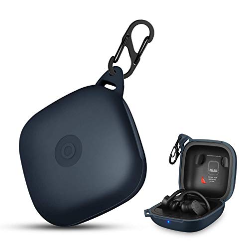 Product Cover HIETON for Powerbeats Pro Case, Anti-Break Anti-Lost & Shockproof Unique Dual Hole Portable Silicone Protective Case Cover with Carabiner for 2019 Newest Power Beats Pro(Navy Blue)