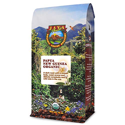 Product Cover Java Planet - Organic Coffee Beans- Papua New Guinea Single Origin - a Gourmet Dark Roast of Arabica Whole Bean Coffee USDA Certified Organic, Non-GMO and Shade Grown at High Altitudes - 1 LB bag