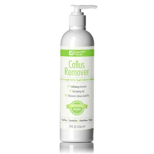 Product Cover Essential Values Callus Gel Remover (8 OZ), Best For Use With Foot File, Pumice Stone, Foot Scrubber- Fast Acting Formula with Eucamint Fragrance - Made in USA
