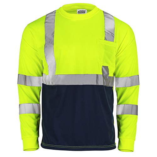 Product Cover JORESTECH Safety T Shirt Reflective High Visibility Long Sleeve Yellow/Lime Dark Blue Bottom ANSI Class 2 Level 2 Type R TS-13