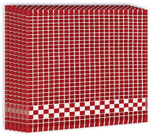 Product Cover Fecido Classic Dark Color Cotton Terry Kitchen Dish Cloths with Hanging Loop (12 x 12 Inches) - Set of 6, Red