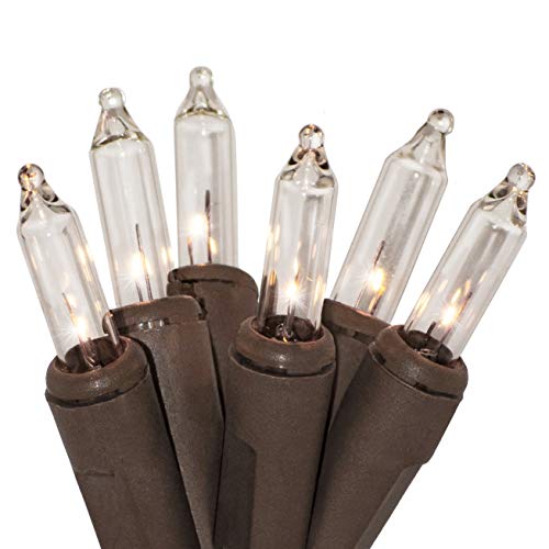 Product Cover 612 Vermont 35 Clear Mini Christmas String Lights on Brown Wire Cord, UL Approved for Indoor Use Only, 9 Foot of Lighted Length, 10 Foot of Total Length