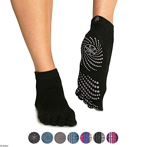 Product Cover Gaiam Grippy Yoga Socks | 2 Pack | Non Slip Grip Accessories for Standard or Hot Yoga, Barre, Pilates, Ballet or at Home for Women & Men, Black/Grey