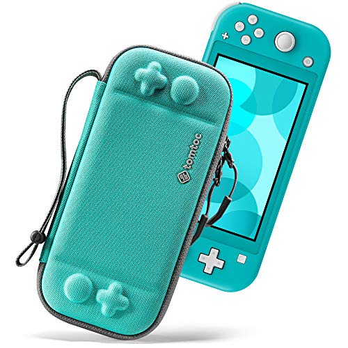 Product Cover tomtoc Ultra Slim Case for Nintendo Switch Lite, Original Patent Protective Portable Carrying Case Travel Storage Hard Shell with 8 Game Cartridges and Military Level Protection, Turquoise