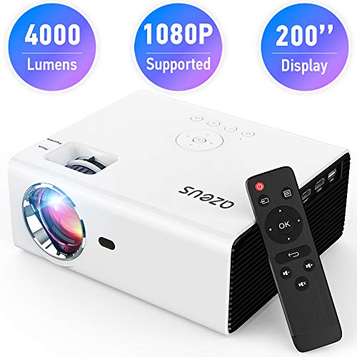 Product Cover AZEUS RD-822 Video Projector, 4000 Lux 1920x1080 Supported with Built-in HiFi Sound Speaker, Compatible with PS4, HDMI, VGA, USB, Laptop, Phone, TV Box, Mini Portable HDMI Projector [2019 Model]