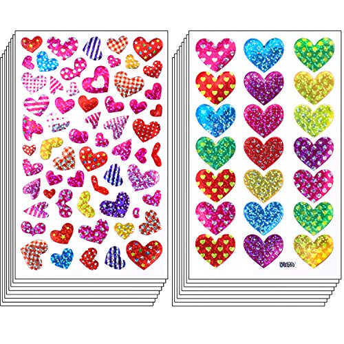Product Cover Ruisita 60 Sheets Glitter Heart Stickers Valentine's Day Love Decorative Sticker for Scrapbooking or Embellishment (Color 4)