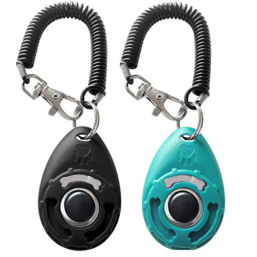 Product Cover Winod Dog Training Clickers with Wrist Strap -2 Pack(Black +New Blue)