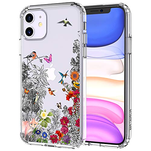 Product Cover MOSNOVO iPhone 11 Case, Floral Flower Humming Bird Pattern Clear Design Transparent Plastic Hard Back Case with TPU Bumper Protective Case Cover for Apple iPhone 11 (2019)