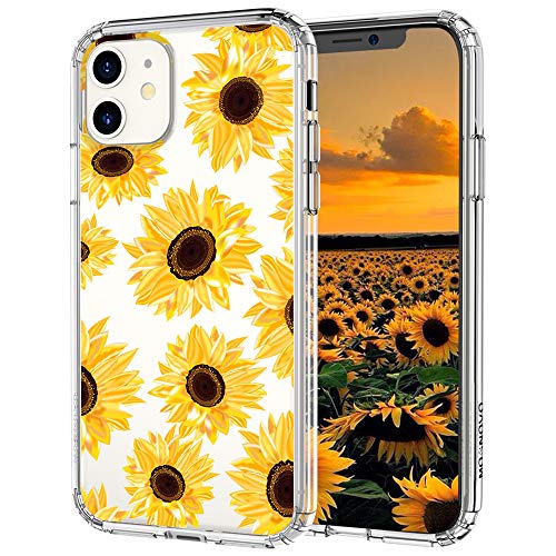 Product Cover MOSNOVO iPhone 11 Case, Sunflower Floral Flower Pattern Clear Design Transparent Plastic Hard Back Case with TPU Bumper Protective Case Cover for Apple iPhone 11 (2019)