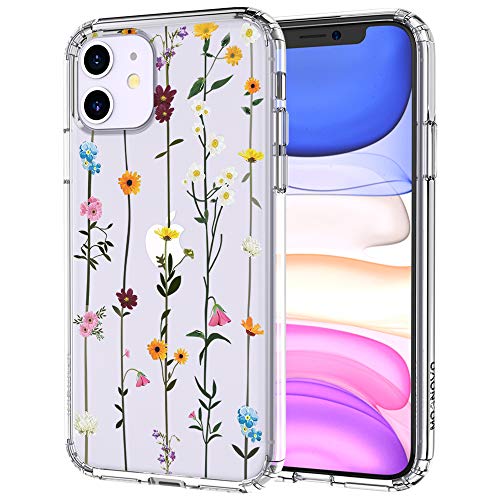 Product Cover MOSNOVO iPhone 11 Case, Wildflower Floral Flower Pattern Clear Design Transparent Plastic Hard Back Case with TPU Bumper Protective Case Cover for Apple iPhone 11 (2019)