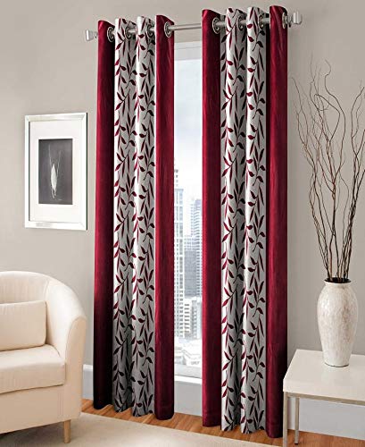 Product Cover Roseate Modern 2 Piece Eyelet Polyester Window and Long Door Curtain- 7ft