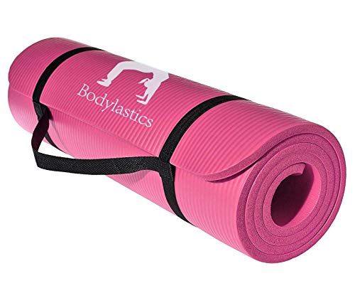Product Cover Bodylastics 1/2 Inch Extra Thick NBR Yoga Mat All Purpose Anti-Slip Workout Mat with Carrying Strap - 6 x 2 Feet