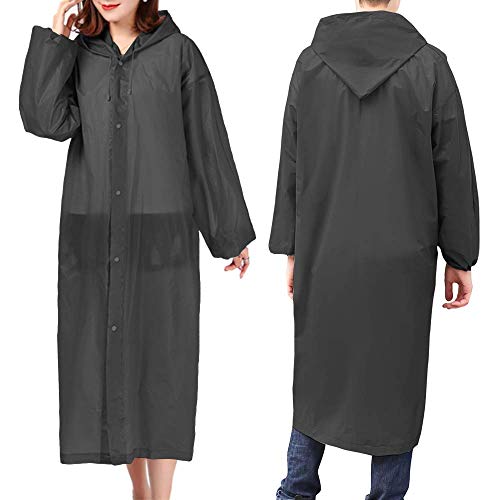Product Cover Rain Ponchos for Women Men Adults (2 Pack) Reusable Portable Rain Coat Jacket Black