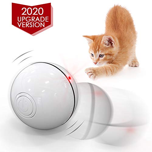 Product Cover DELOMO Smart Interactive Cat Toy Ball, Automatic Rolling Ball, USB Rechargeable Cat Light Toy, 360 Degree Self Rotating Ball with Spinning Light, 2019 Upgraded Cat Exercise Chaser Toy