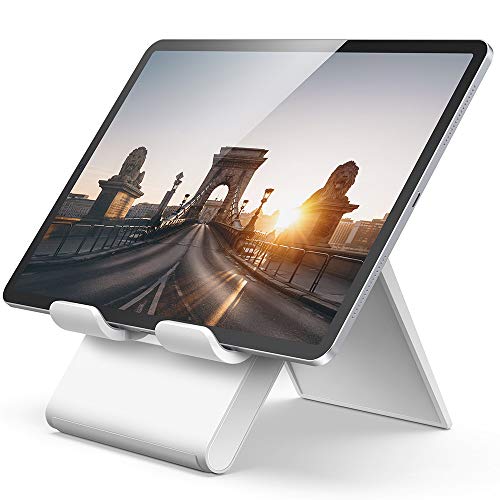 Product Cover Lamicall Adjustable Tablet Stand Holder - Foldable Desktop Stand Charging Dock for Desk Compatible with Tablets Such As iPad Air Mini Pro 9.7, 12.9, Phone 11 Pro XS Max XR X Plus (4-13 Inch) - Gray
