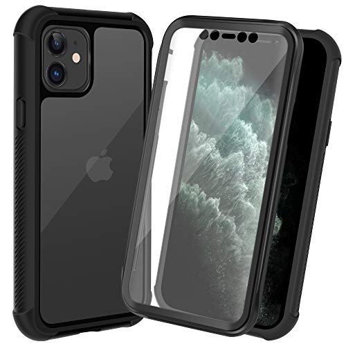 Product Cover AMZGO iPhone 11 Case, Clear Full Body Cover with Built-in Screen Protector, Heavy Duty Rugged Bumper Shockproof Case Compatible With iPhone 11 6.1 inch-Black/Clear