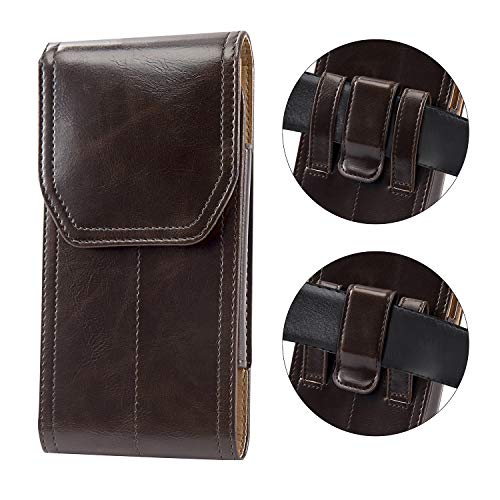 Product Cover miadore Premium Leather Holster Case Fit for iPhone 11 iPhone 11 Pro Max iPhone Xs Max, Vertical Pouch Carrying Case with Belt Clip and Loops for iPhone 8 Plus 7 Plus (Brown)