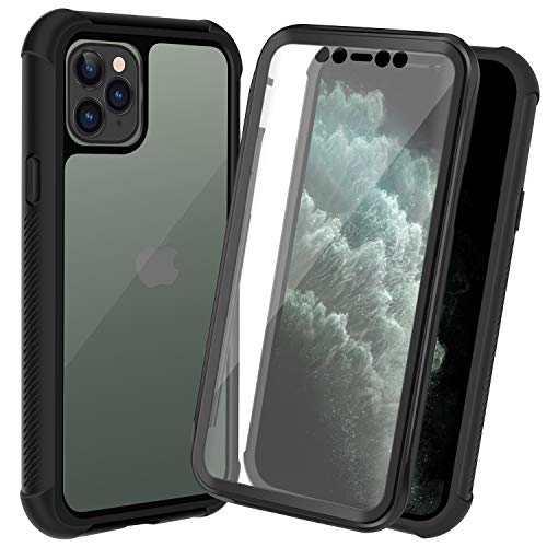 Product Cover AMZGO iPhone 11 Pro Case, Clear Full Body Cover with Built-in Screen Protector, Heavy Duty Rugged Bumper Shockproof Case Compatible With iPhone 11 Pro 5.8 inch-Black/Clear
