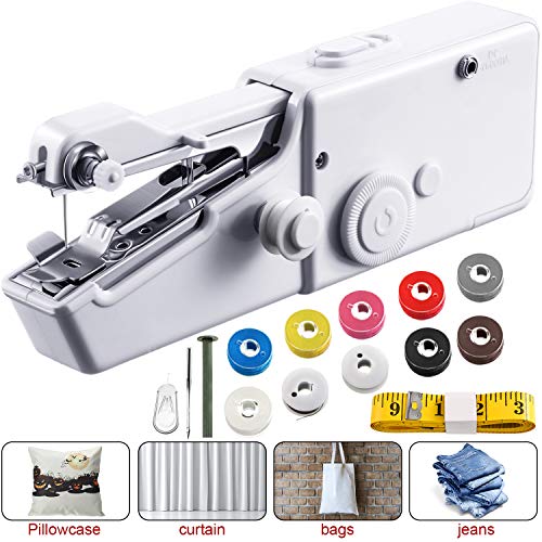 Product Cover Handheld Sewing Machine Portable Cordless Stitching Machine Machine Mini Stitch Craft Machine with Tape Measure, Line Roll DIY for Fabric, Clothing, Kids Cloth, Home Travel Use (Battery Not Included)