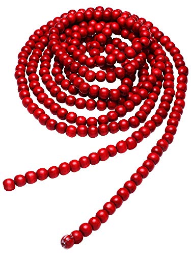 Product Cover Hicarer Christmas Wooden Bead Garland Red Wood Bead Garland Christmas Tree Decorations for Christmas Holiday Favors, 12 Feet (Red)
